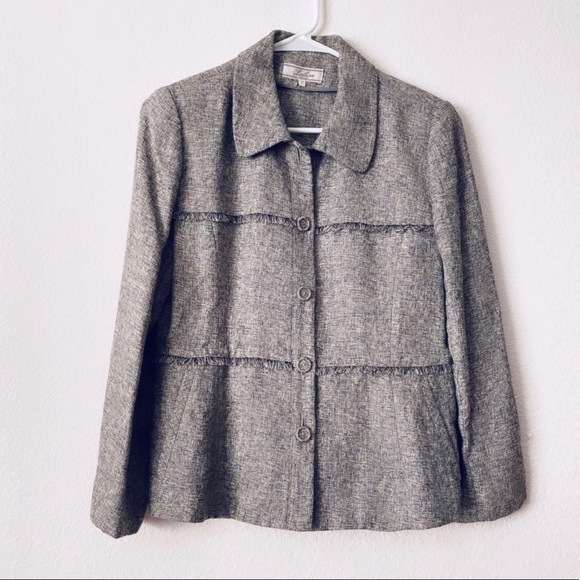 Leilian Original Button Front Boho Fringe Made In Japan Blazer Jacket Size 7 - Picture 1 of 7